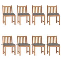 Tuinstoelen 8 st met kussens massief teakhout