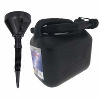 Jerrycan zwart voor brandstof van 5 liter met een handige grote trechter - thumbnail