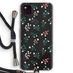 Small white flowers: Pixel 4a 5G Transparant Hoesje met koord