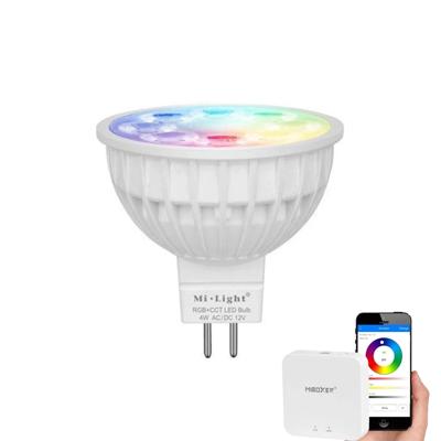 Wifi set met 1 tot 4 RGBWW led spots 4 watt mr16 fitting 12v