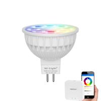 Wifi set met 1 tot 4 RGBWW led spots 4 watt mr16 fitting 12v
