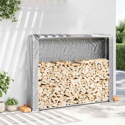 VidaXL Haardhoutrek met regenhoes 200x25x150 cm gegalvaniseerd staal