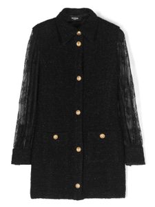 Balmain Kids robe-chemise à manches en dentelle - Noir