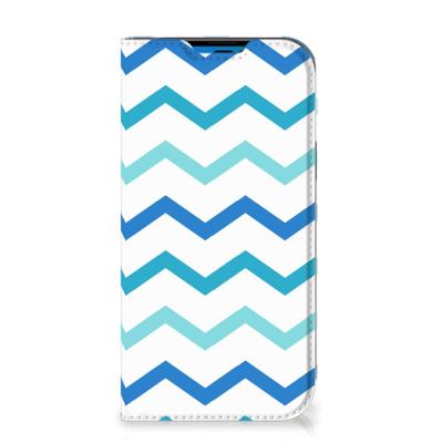 iPhone 14 Pro | Hoesje met Magneet | Zigzag Blauw