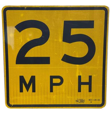 25 MPH Straatbord - Origineel - Geel