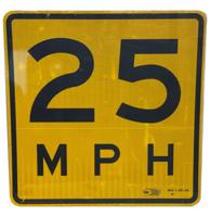 25 MPH Straatbord - Origineel - Geel