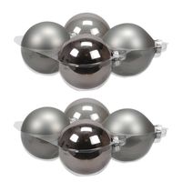 8x stuks glazen kerstballen titanium grijs 10 cm mat/glans - Kerstbal - thumbnail