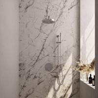 BRAUER Stripe Thermostatische Inbouw Regendouche - 3-weg - rond - SET 43 - 25cm douchekop - rechte muurarm - staaf handdouche - doucheslang - geïntegreerde glijstang - chroom 5-CE-449