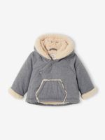 Asymmetrisch donsjack met capuchon baby meisje gechineerd donkergrijs - thumbnail