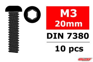 Team Corally - Steel Screws M3 x 20mm - Hex Button Head - 10 pcs (C-3003-30-20)