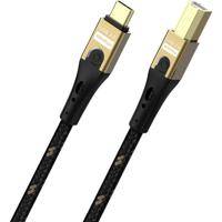 Oehlbach D1C9547 USB-C-kabel USB 2.0 USB-C, USB-B stekker 1 m Zwart/goud Afscherming gevlochten