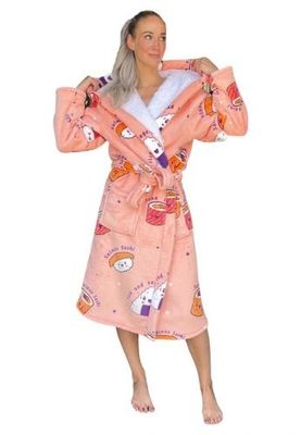 Sushi damesbadjas met luxe voering - fleece