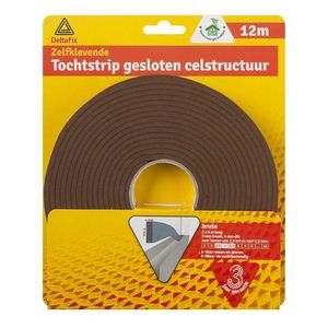 Tochtstrip - tochtwering - bruin - zelfklevend - universeel - 12 m x 9 mm x 4 mm