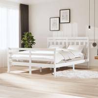 Bedframe massief hout wit 150x200 cm