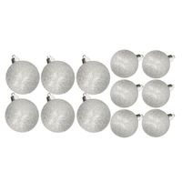 Kerstversiering set glitter kerstballen zilver 6 - 8 cm - pakket van 30x stuks - Kerstbal - thumbnail