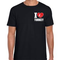 I love Turkey / Turkije landen shirt zwart voor heren - borst bedrukking 2XL  - - thumbnail