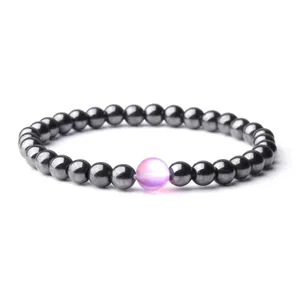 Hematiet armband met roze kraal - Spirituele Sieraden en Edelstenen - Spiritueelboek.nl