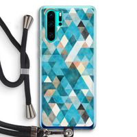 Gekleurde driehoekjes blauw: Huawei P30 Pro Transparant Hoesje met koord Gekleurde driehoekjes blauw: Huawei P30 Pro Transparant Hoesje met koord