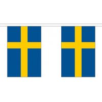2x Polyester vlaggenlijn van Zweden 3 meter   - - thumbnail