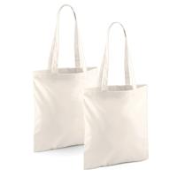 Draagtasje met hengsels - 2x - naturel - 42 x 38 cm - katoen - 10 liter - boodschappen - gymtas