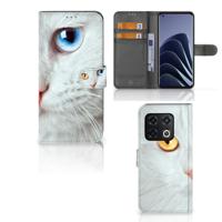 OnePlus 10 Pro | Telefoonhoesje | Met pasjeshouder | Witte Kat