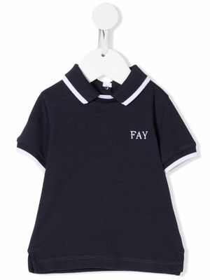 Fay Kids polo à logo imprimé - Bleu