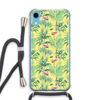Flamingo party: iPhone XR Transparant Hoesje met koord