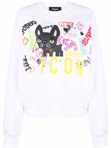 DSQUARED2 pull à imprimé graffiti - Blanc