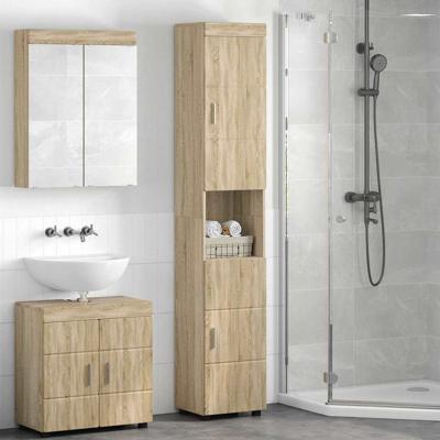 Badkamer Kast Sonoma eiken 37 x 31.5 x 203 cm Bewerkt hout