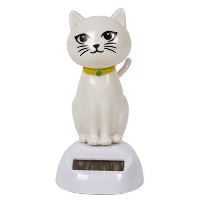 Solar bewegend figuur - Katje/Poes - wit - kunststof - 10 cm - cadeau - dieren