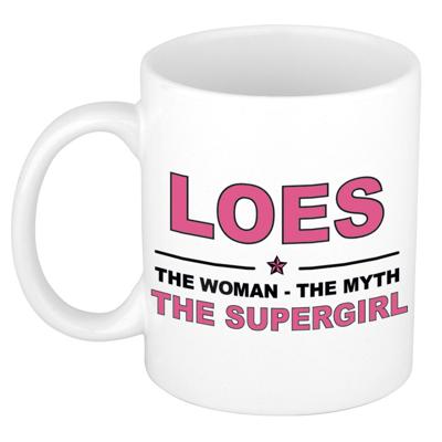 Loes cadeau mok - Woman Myth Supergirl - naam koffiemok - 300 ml - collega - moederdag Loes cadeau mok - Woman Myth Supergirl - naam koffiemok - 300 ml - collega - moederdag