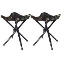 Set van 2x stuks vier poots opvouwbare krukjes camouflage leger groen 42 cm - thumbnail