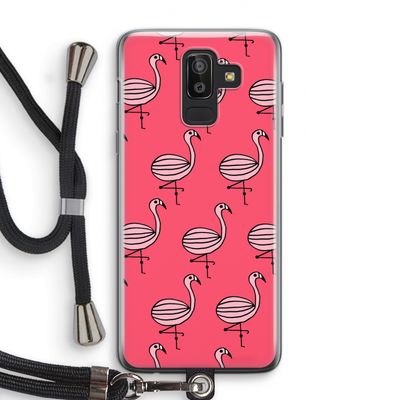 Flamingo: Samsung Galaxy J8 (2018) Transparant Hoesje met koord