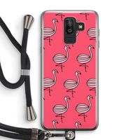 Flamingo: Samsung Galaxy J8 (2018) Transparant Hoesje met koord