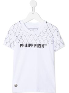 Philipp Plein Junior t-shirt à ornements strassés - Blanc