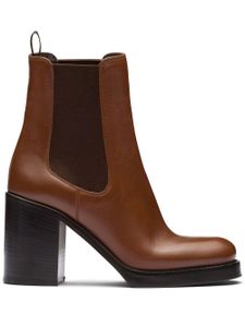 Prada bottines en cuir à effet brossé 85 mm - Marron