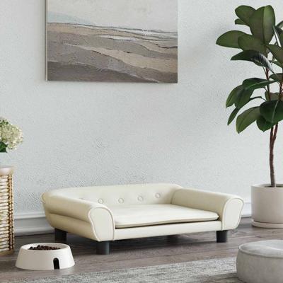 VidaXL Hondenmand 70x48x22 cm fluweel crèmekleurig