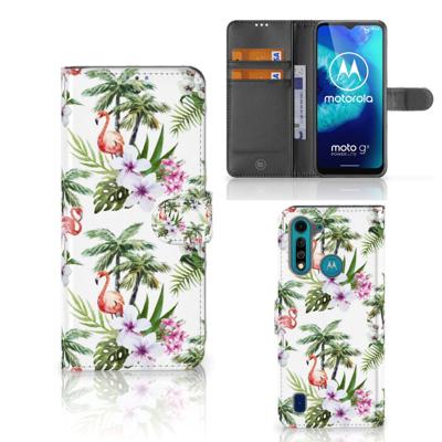 Motorola G8 Power Lite | Telefoonhoesje | Met pasjeshouder | Flamingo Palms