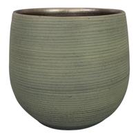 Ter Steege Plantenpot - donkergroen - stripes - keramiek - D36xH32 cm   - - thumbnail