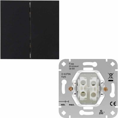 Kopp bedieningswip dubbel mat-zwart met serie schakelaar HK07 490350009