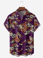 Japanese Dragon Chest Pocket Short Sleeve Hawaiian Shirt - thumbnail
