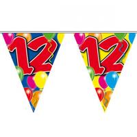 Folat Verjaardagsfeest vlaggen - 12 jaar - Leeftijd vlaggenlijn - kunststof - 10 meter
