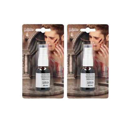 Boland Carnaval/Halloween nepbloed - 2x - spray - 28 ml - griezel/thema feesten