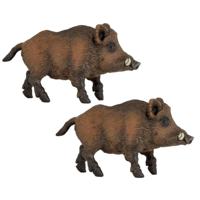 Set van 2x stuks plastic speelgoed dieren figuur wild zwijn 9,5 cm