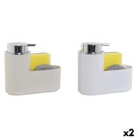 Zeepdispenser Home ESPRIT Wit Beige polyestyreen ABS 17 x 7,5 x 15 cm (2 Stuks)
