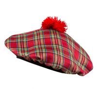 Boland Carnaval verkleed hoed/baret in Schotse ruit - rood - polyester - heren - Schotland   - - thumbnail