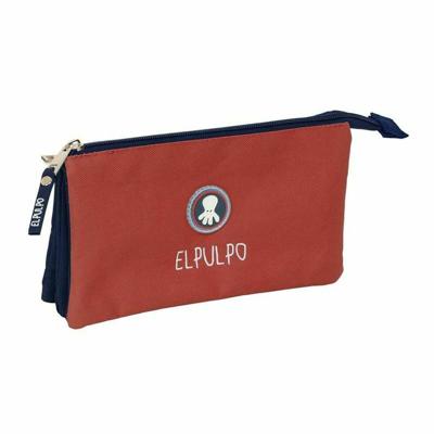 Pennenetui met 3 vakken El Pulpo Rood Marineblauw 22 x 12 x 3 cm