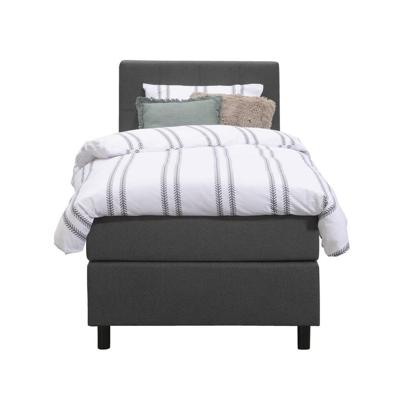 Leen Bakker - Boxspring Liv Geblokt - Antraciet - 90x200 Cm - Ronde Poot - Stof - Grijs