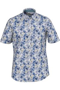 Brax Casual Modern Fit Linnen Overhemd blauw/wit, Motief
