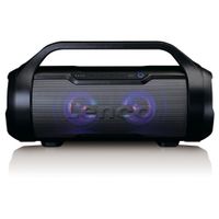 Splashproof Bluetooth® speaker met FM radio,USB en SD, party lights Lenco Zwart - thumbnail